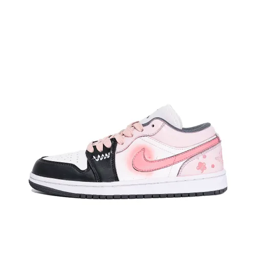 Jordan Air Jordan 1 Устойчивые к истиранию Низкие Топы Винтажные Баскетбольные Кроссовки Женские Розовые