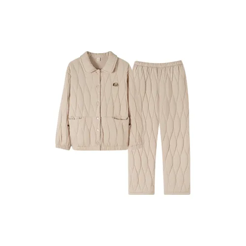 SHAQIAN D350846 Бежевый Серый Женский Пижамный Комплект