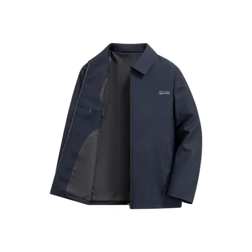 Корейский стиль Темно-синие Унисекс Куртки