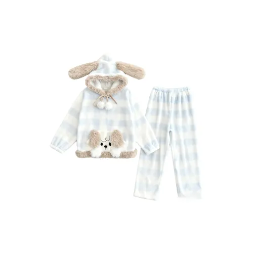 J TOO Blue Plaid Puppy Комплекты одежды Женские Пижамные комплекты