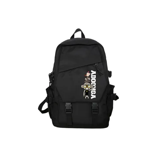 ADOONGA Nylon Backpack Standard Unisex Black White ADOONGA Нейлон Рюкзак Стандартный Унисекс Черный Белый