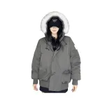 Серый хлопковый пуховик