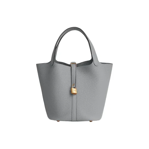 HERMES Picotin Lock Кожа Сумка Женская Puppet Серый