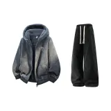 Светло-серый + черный джинсы с флисовой подкладкой