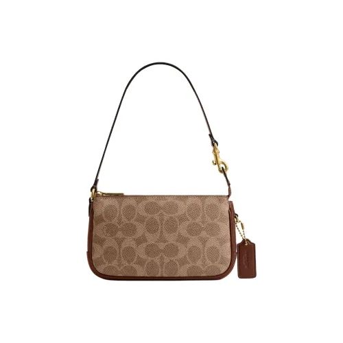 COACH Plaza Сумка из искусственной кожи с коровьей кожей через плечо маленькая женская коричнево-желтая