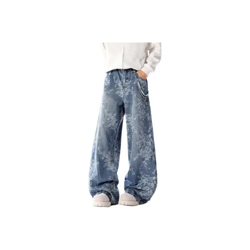 QEWBG Синий [Жаккард Технология] Унисекс Джинсы