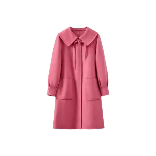 FENHONGMALI Малиновое Розовое Женское Пальто