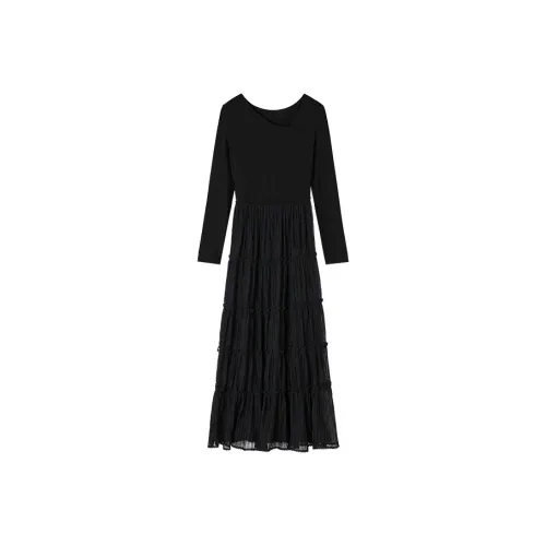 XIANGYING Длинное платье с длинными рукавами женское