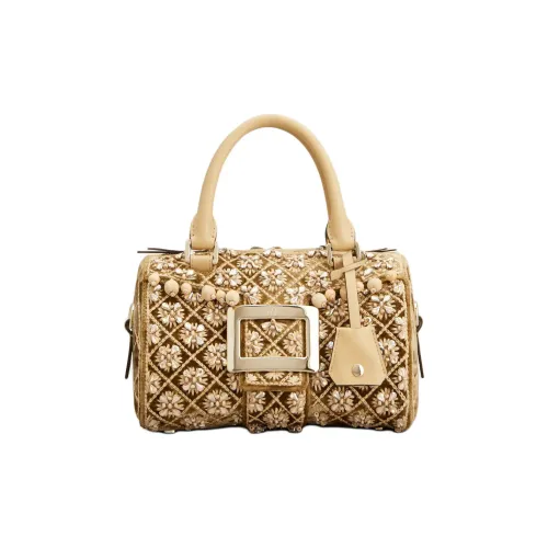 Roger Vivier Belle Vivier Вельвет Телячья Кожа Bowling Сумка Сумка через плечо Сумка Обычная Женская Бежевая