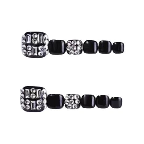 Miss Candy Aura Черный бриллиант Обувь False Nail Короткий Черный Однотонный Стразы Украшенный S M L