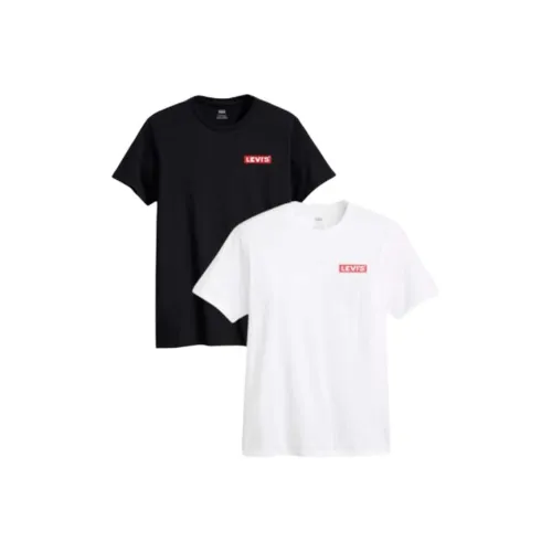 Levis 2 пачки Белый+Черный Мужские T-рубашки