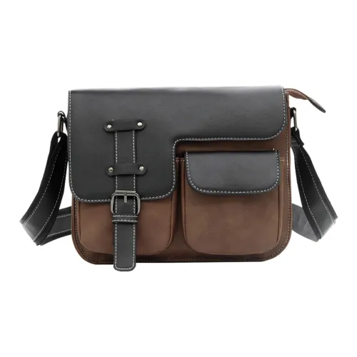 SEWAFOX Синтетический материал Кросс-боди Сумка Средняя Унисекс Винтаж Коричневый Черный