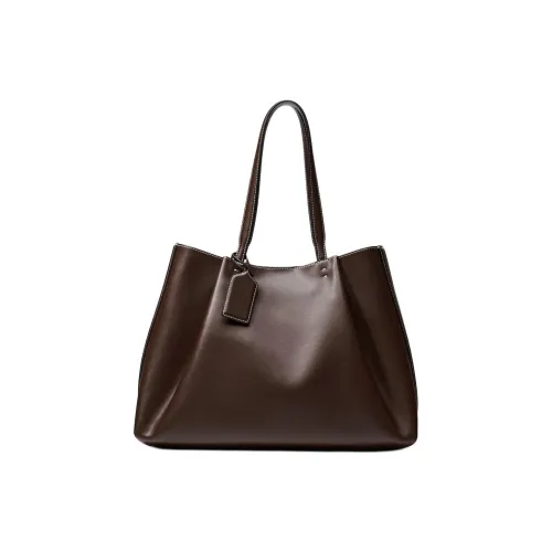 ZARA ПУ (полиуретан) Тоут Сумка Сумка для покупок Сумка на плечо Большая Женская Шоколадная