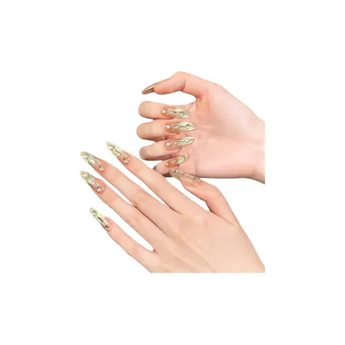 Fanze Позолоченный Кошачий глаз False Nail Овал Длинный Золотой Градиентный Сияние