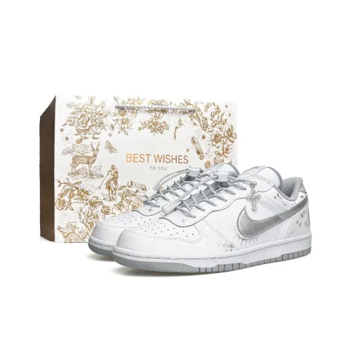 Nike BIG Vassell Abrasion Resistant визуально увеличивает рост Низкие кроссовки для скейтбординга Мужские Белый Серебряный