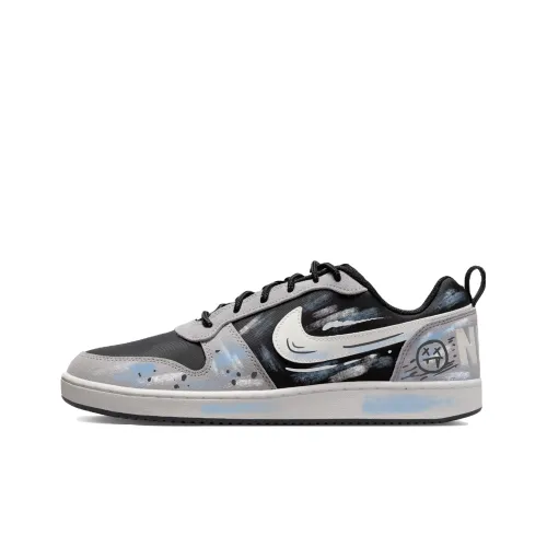 Nike Court Borough Прилив Термический Водонепроницаемый Амортизация Низкий Топ Скейтборд Кроссовки Мужские Черный Белый Синий