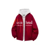 Бордовый хлопковый пуховик (в комплекте с высококачественным белым и серым свитшотом Фотиния)