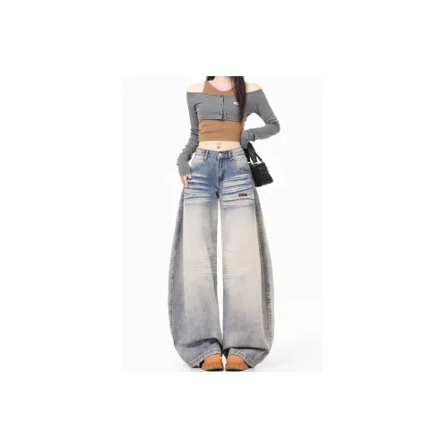 BEAR UNION Синий С подарками Съемный Застежка-липучка Женские Джинсы