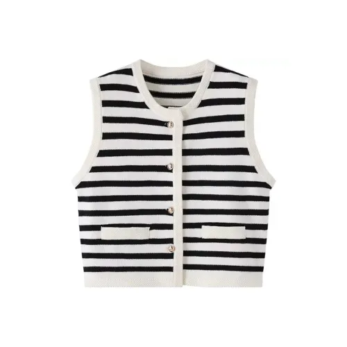 Cozy Home Черный Белый Женские Жилеты