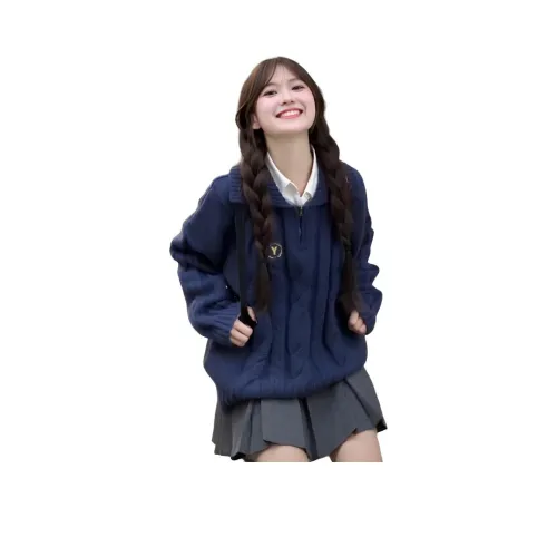 ONENINE34PM Королевский синий свитер для женских трикотажных изделий