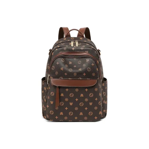 VINEY Синтетическая кожа Рюкзак Стандартный Женский Кофейный