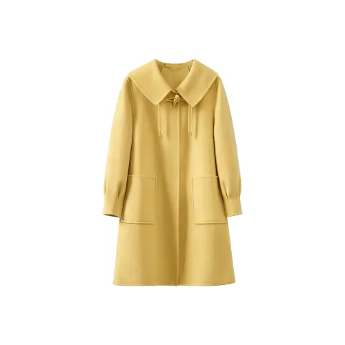 FENHONGMALI Женский пальто канареечного желтого цвета