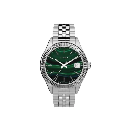 TIMEX Наручные часы Кварцевый механизм Нержавеющая сталь Ремешок 34 мм Зеленый циферблат Женские часы