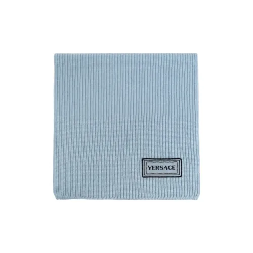 VERSACE Вязаные шерстяные шарфы Женские Светло-синие