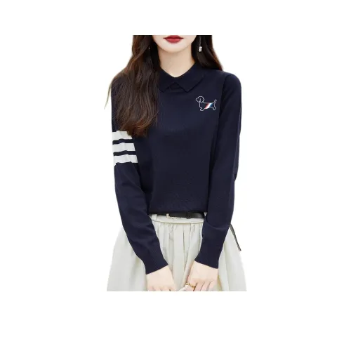 Mu Xiao Xin Темно-синий Бесплатно Бренд Наклеенный Женский Трикотаж