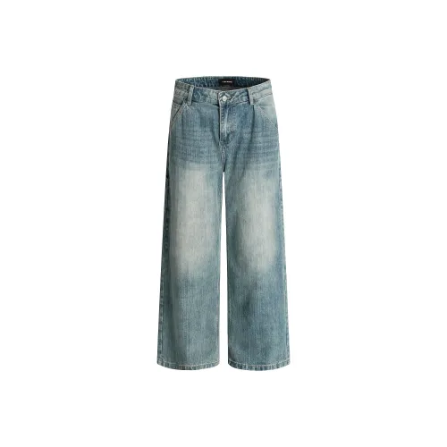 MR BENSE Выстиранные синие унисекс джинсы