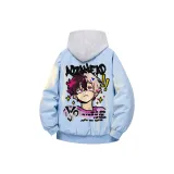 Светло-синий хлопковый пуховик (в комплекте с высококачественным белым и серым свитшотом с фотокемией)