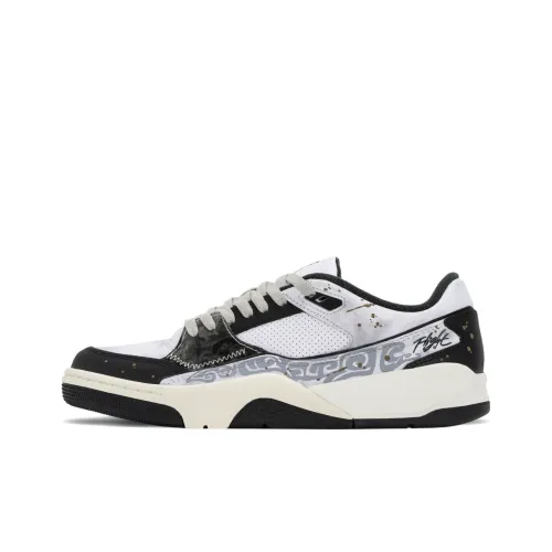 Jordan Flight Корт Чернила Rhyme Cauldron Аbrasion Resistant Низкий Топ Винтажные баскетбольные кроссовки Мужской Черный Белый