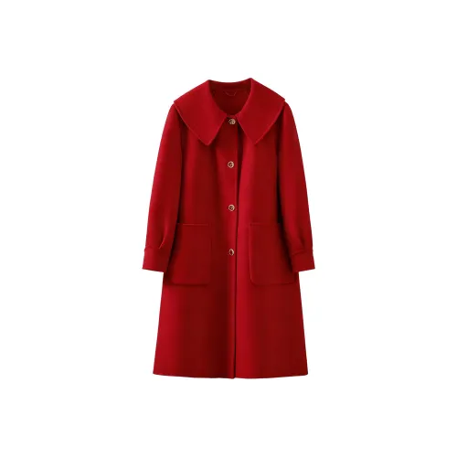 FENHONGMALI Китайский Красный Женское Пальто