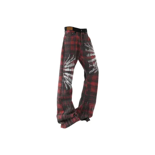 MOO TONAL Red Unisex Jeans