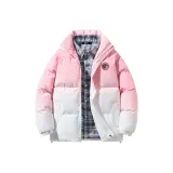 Розовый (90% белый утиный пух, пуховик в белом и розовом цветах)