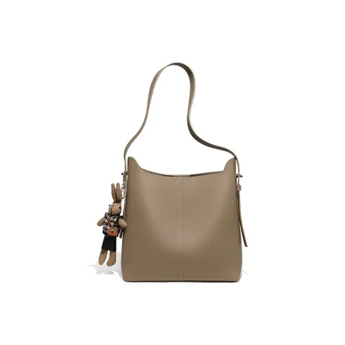 PESASRIE Сумка из крупнозернистой текстуры коровьей кожи с синтетической кожей сумка через плечо стандартная женская хаки