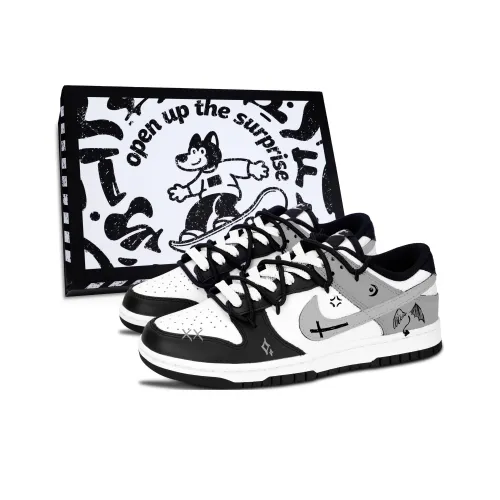 Nike Dunk Черный Белый Feathered Mischief Устойчивые к истиранию Низкие Кроссовки для скейтбординга Унисекс Серый