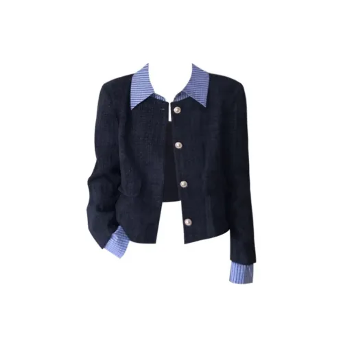 HAITA Большой размер женские кorean преппи стиль клетка пэчворк укороченное пальто женское