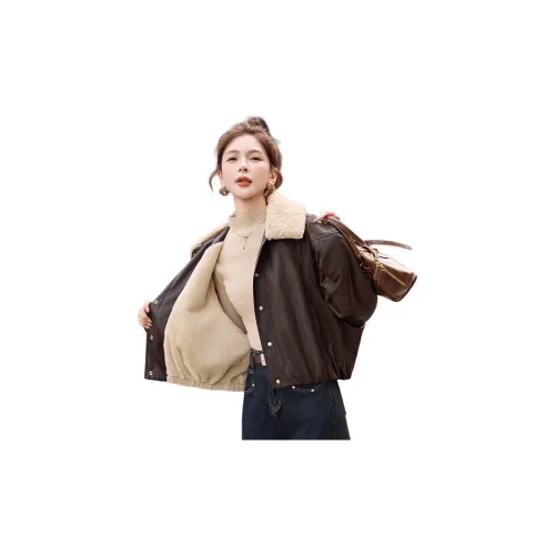 H YXIANG Кожа Куртка Женская