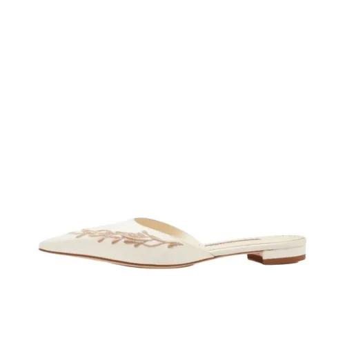 MANOLO BLAHNIK Нет Особенный Эффект Домашние тапочки Женские Белые