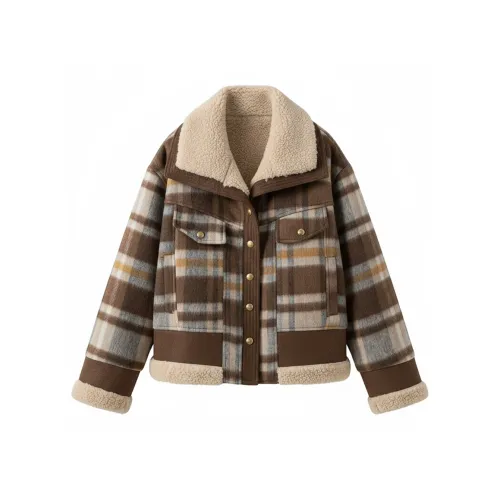 STGX Клетка Коричневый Женские Пуховики