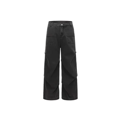 THINGYLAB Серый Черный Мужские Джинсы