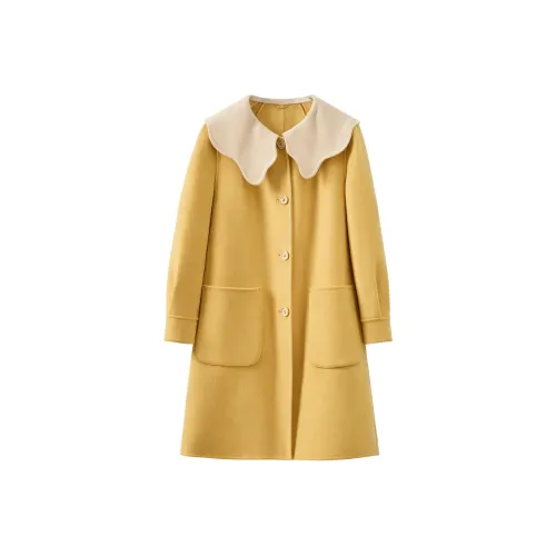 FENHONGMALI Женский пальто канареечного желтого цвета