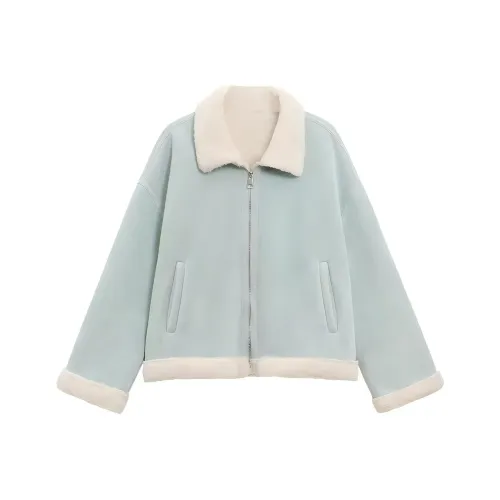 SOIE Светло-синие женские бархатные куртки