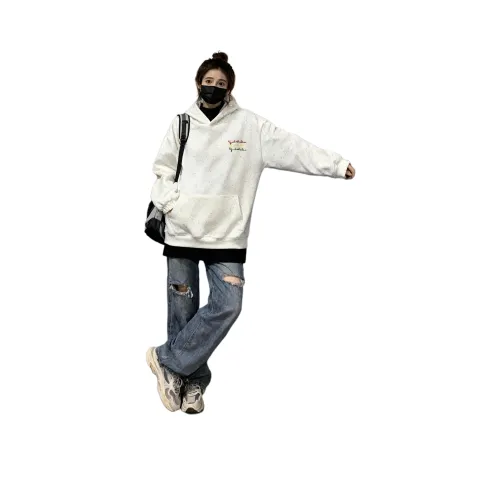 Mu Xiao Xin Белый Женский Свитшот