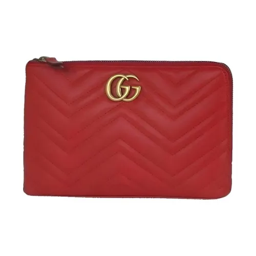 GUCCI GG Marmont Естественная кожа Клатч Женский Красный