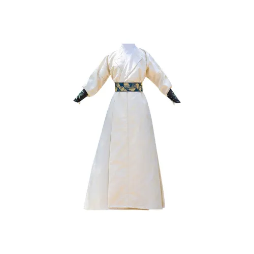 HUANLINGSI Абрикос Круглый вырез Сиреневый+Корсетный пояс Напульсник Мужской Ханьфу