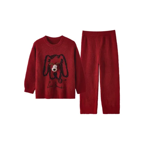 DAMOS·LOVE Осенний Зимний Комплект Пижам Мужской Красный