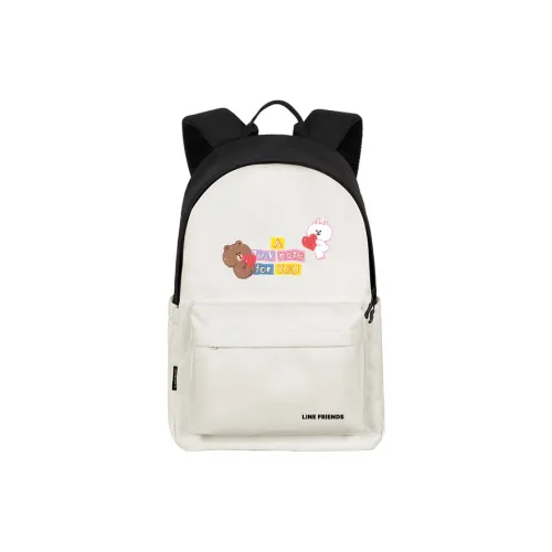LINE FRIENDS Полиэстер Рюкзак Стандартный Унисекс Белый и Черный