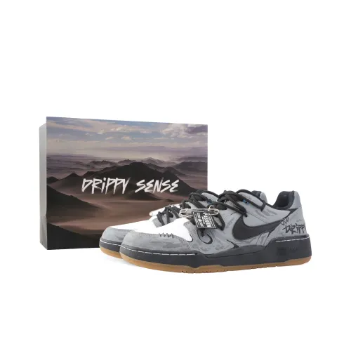 Nike Full Force Drippy Midnight Paris Амортизация Износостойкий Низкий Топ Скейтборд Кроссовки Мужские Серый Черный